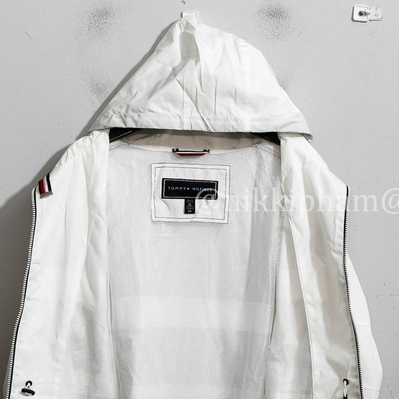 NWT Tommy Hilfiger Ladies' Long Windbreaker IN WHITE - Picture 5 of 7